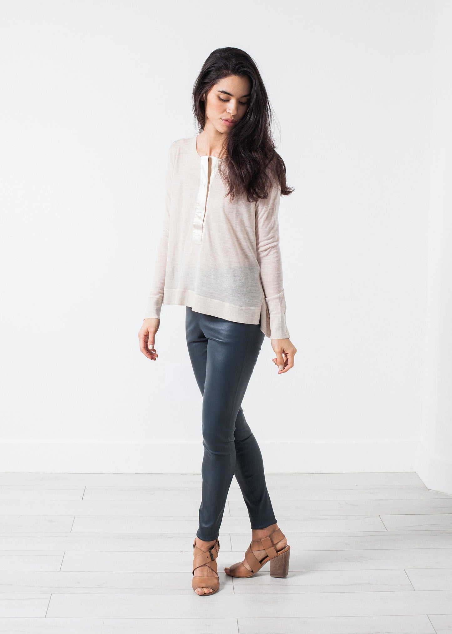 Elena's Leather Trousers in Cool Grey