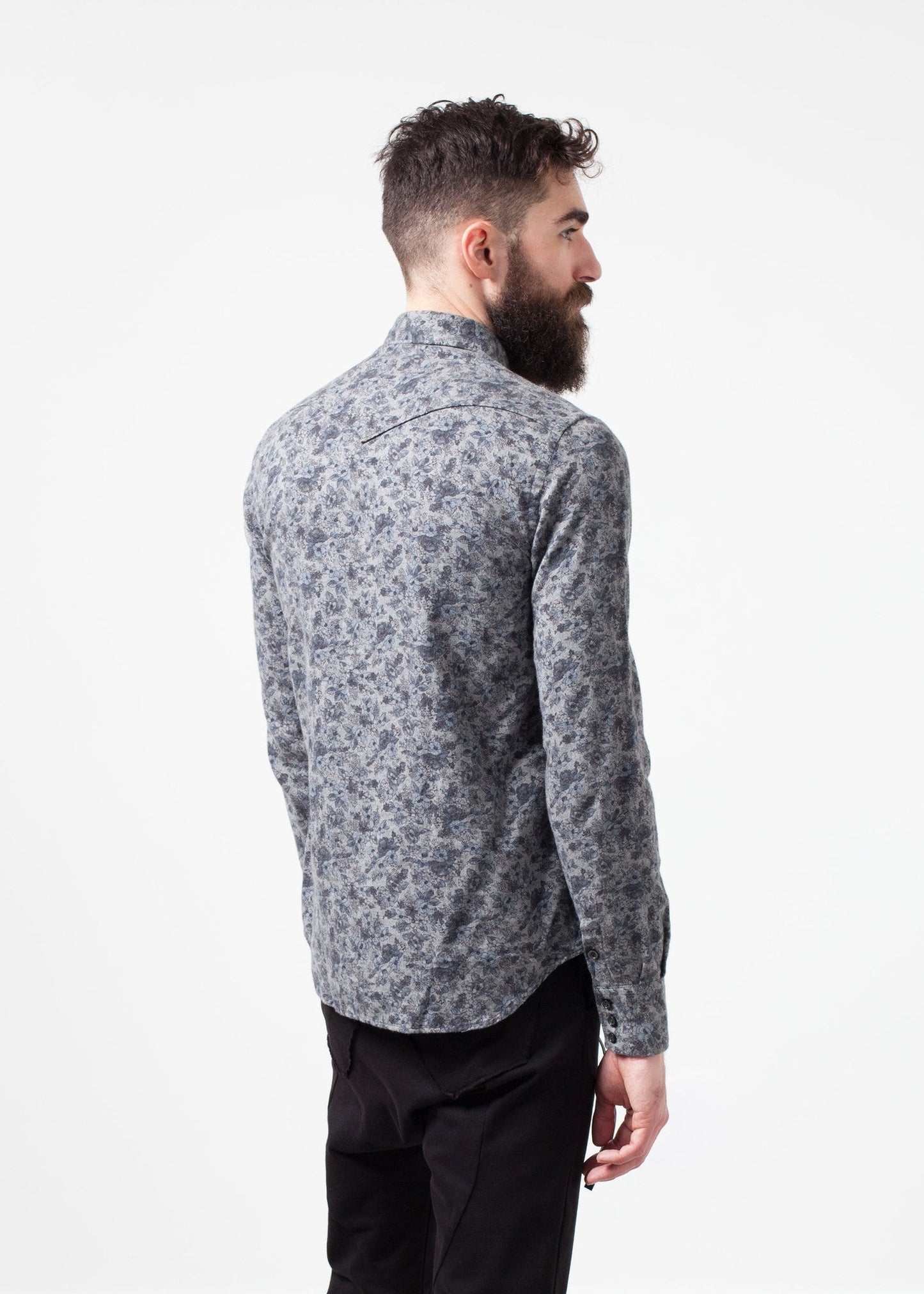 Western Arkansas Button-Up in Gray Floral