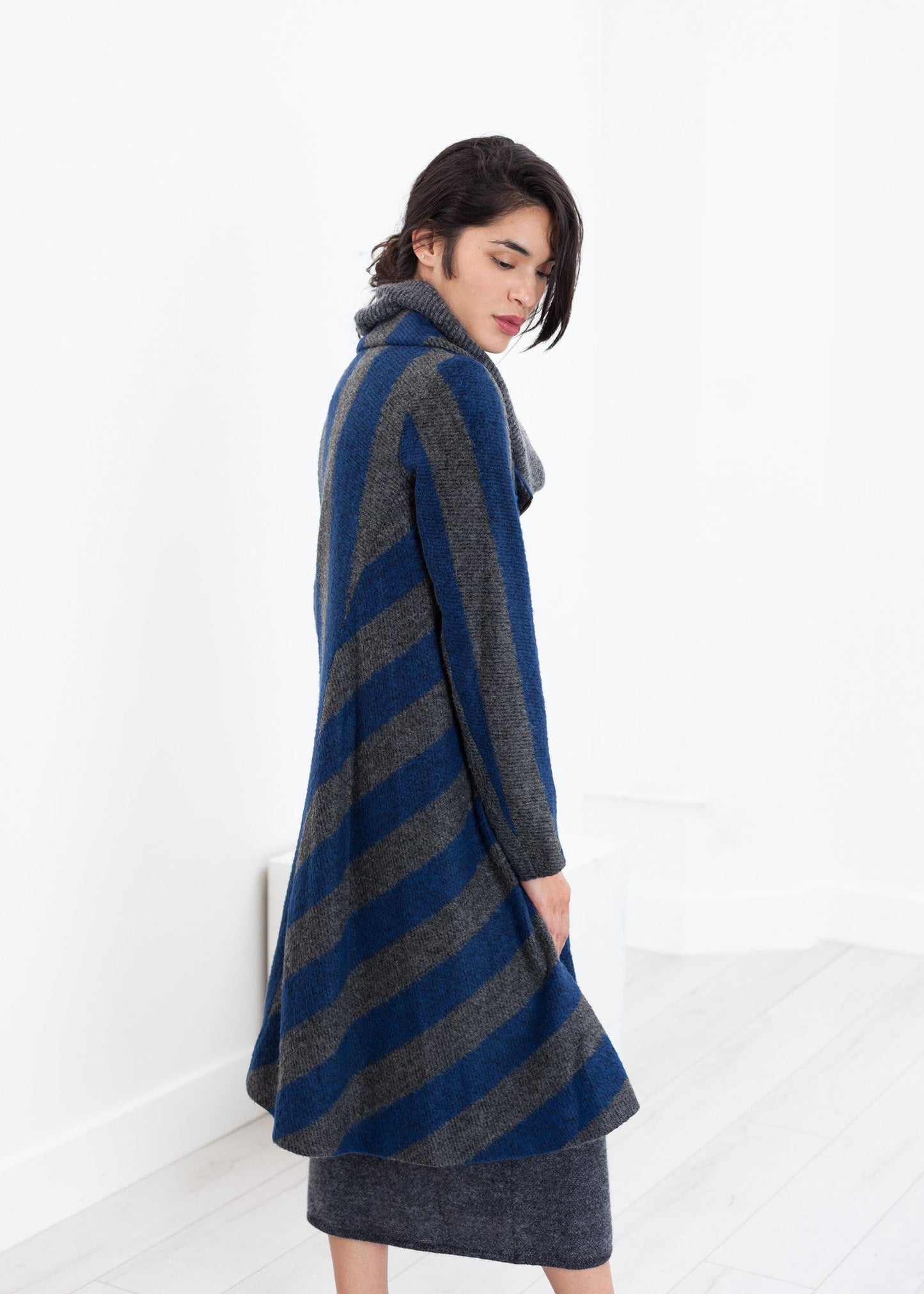 Petal Coat in Silver/Blue