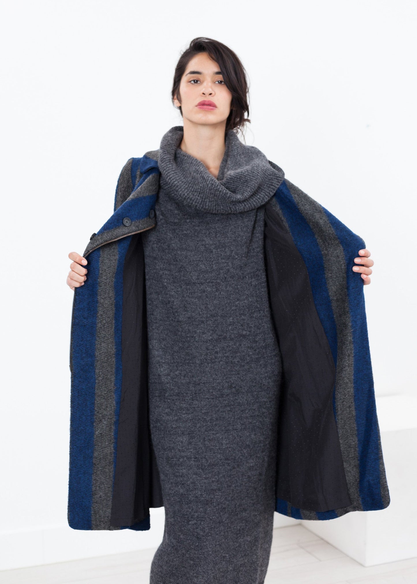 Petal Coat in Silver/Blue