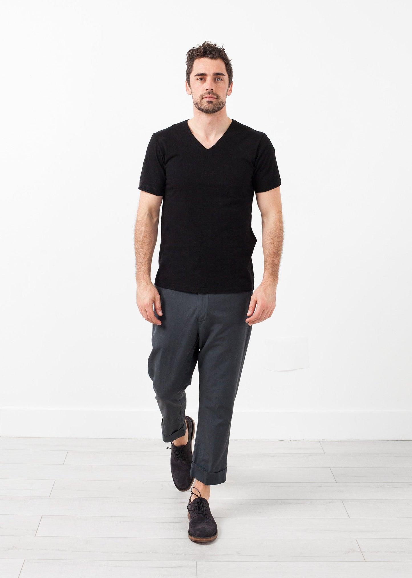 Flat-front cuffed trousers
