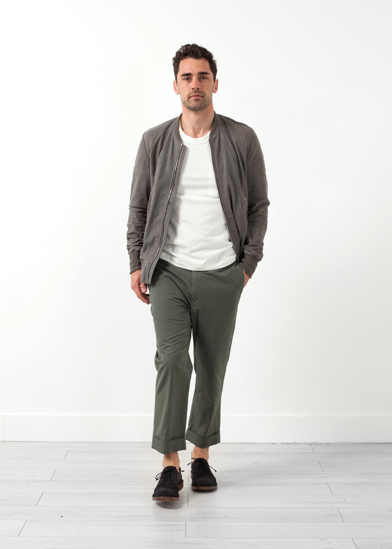 Flat-front cuffed trousers