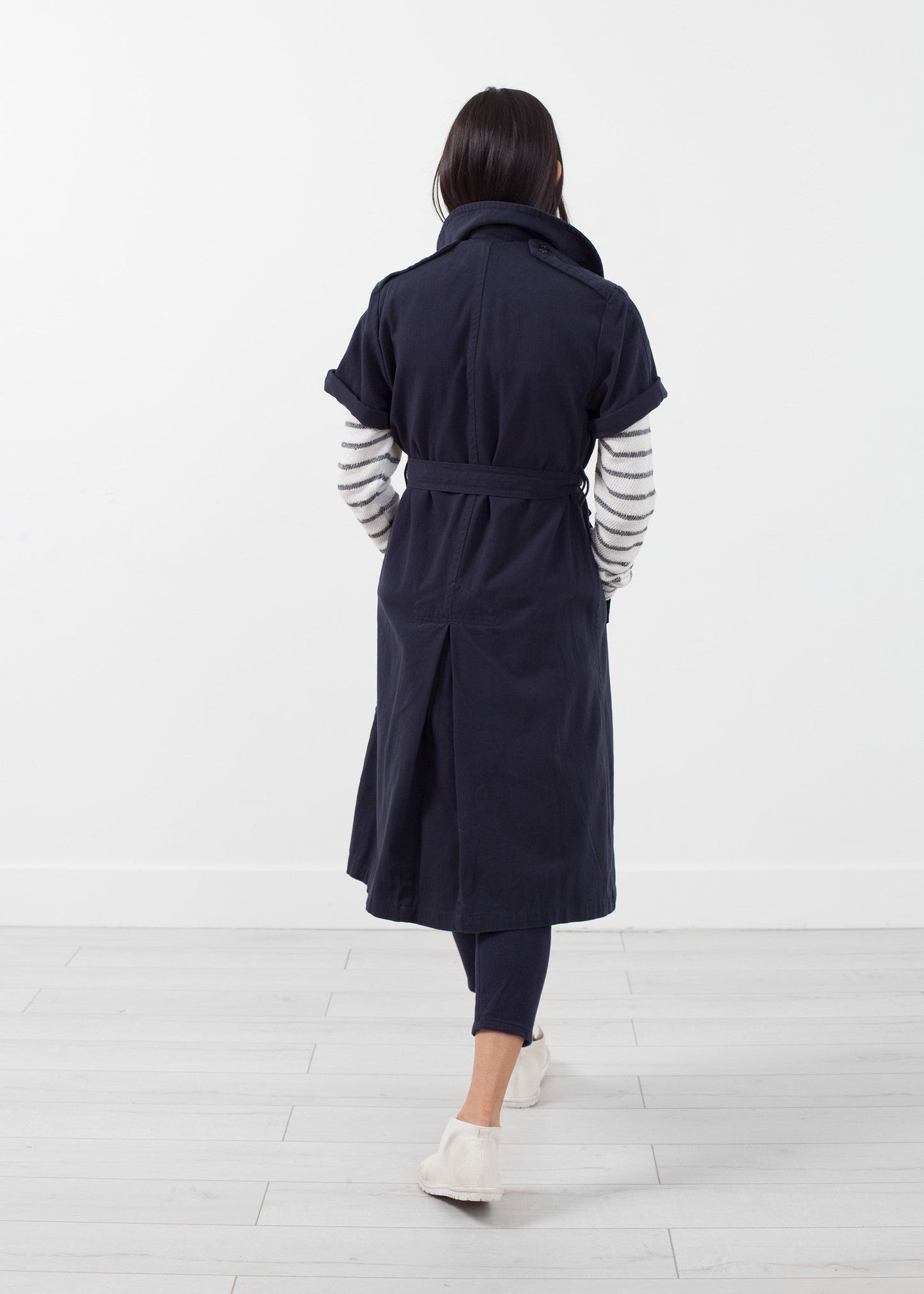 Rolled-sleeve trench coat