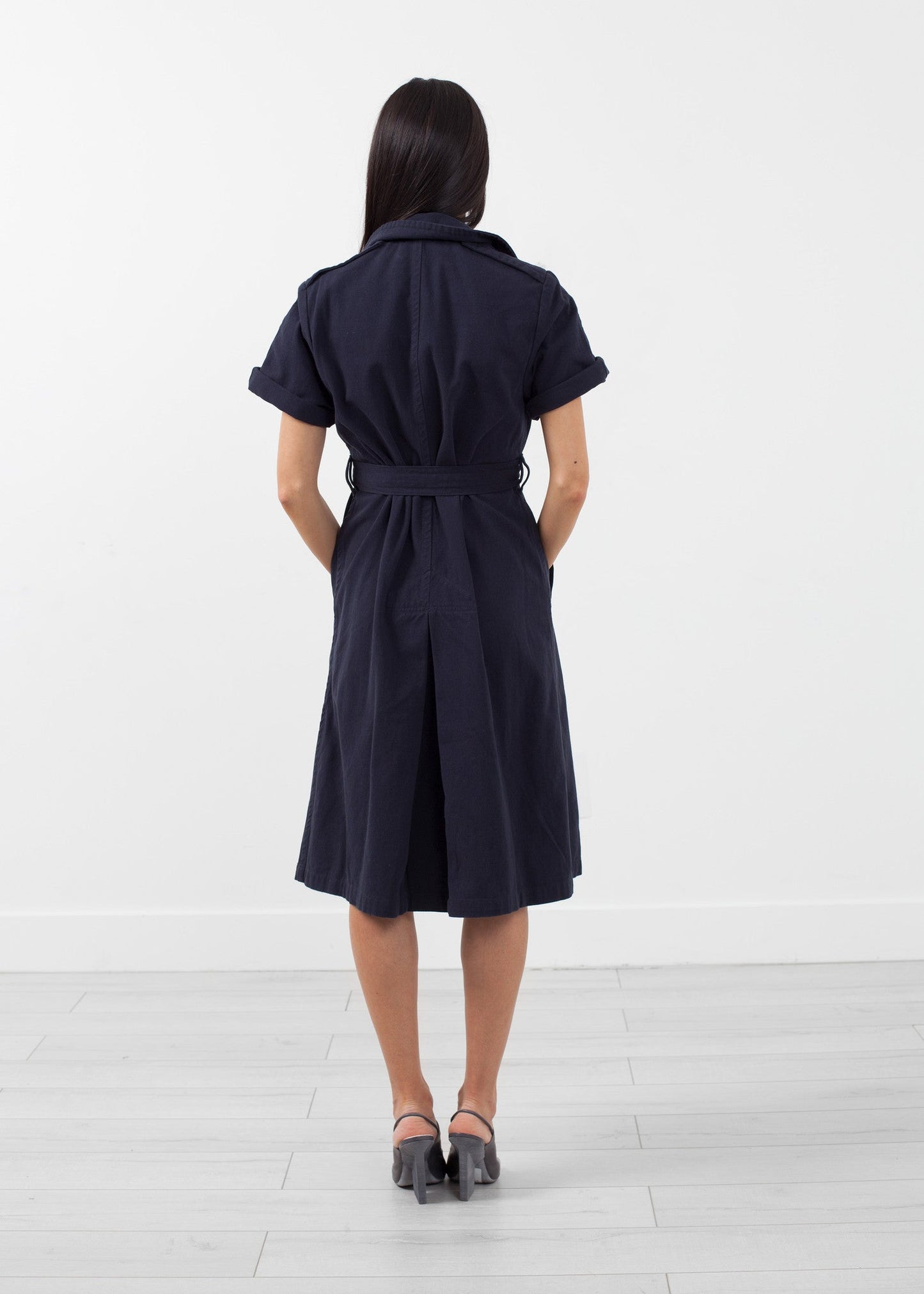 Rolled-sleeve trench coat
