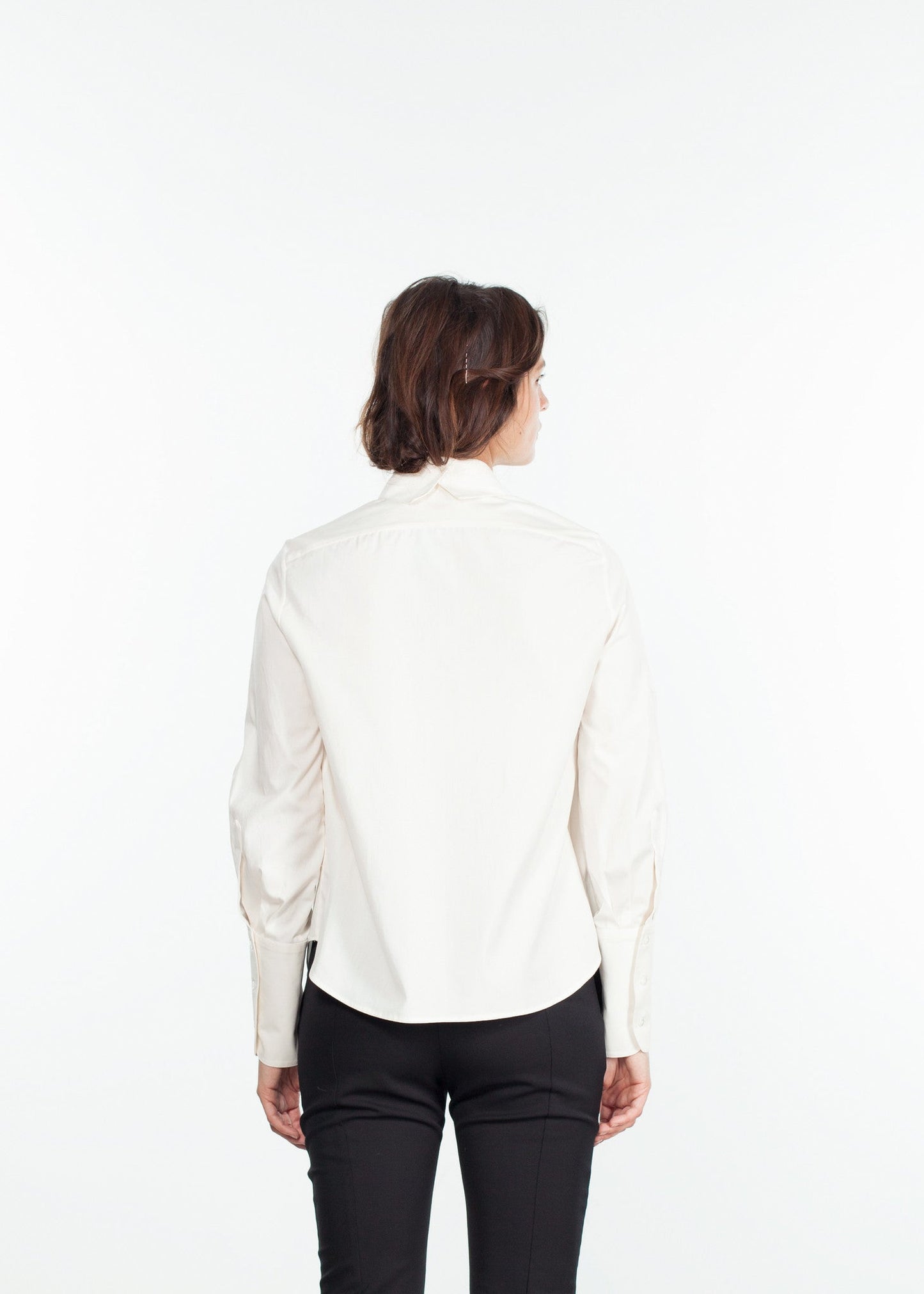 Trim Collar Poplin Blouse in Off-White