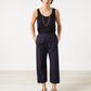 Wide Cropped Trousers in Navy