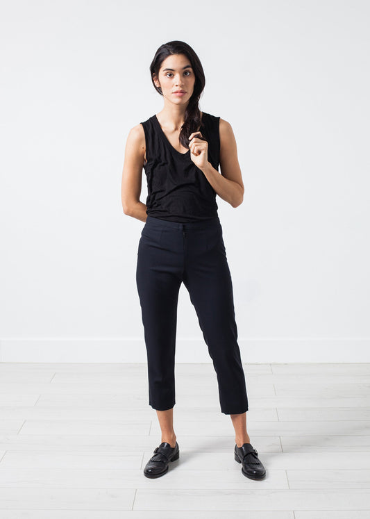 Wool Cropped Pants in Navy