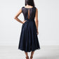 Voile V-Neck Dress in Navy