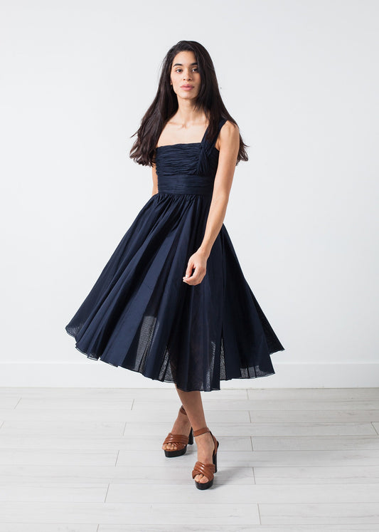 One-shoulder dress in navy