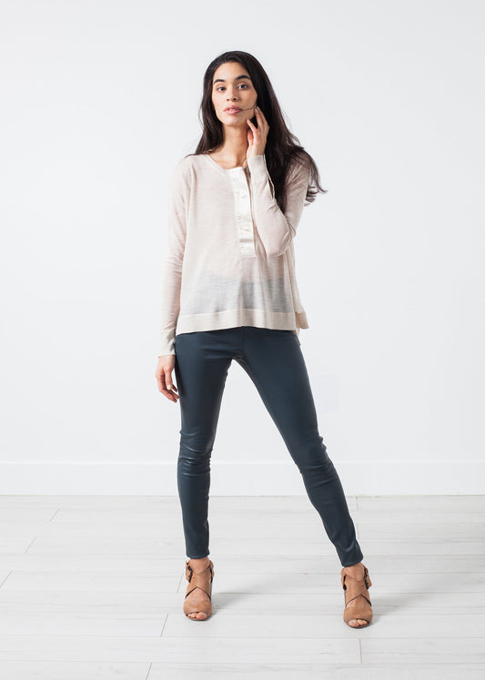 Elena's Leather Trousers in Cool Grey
