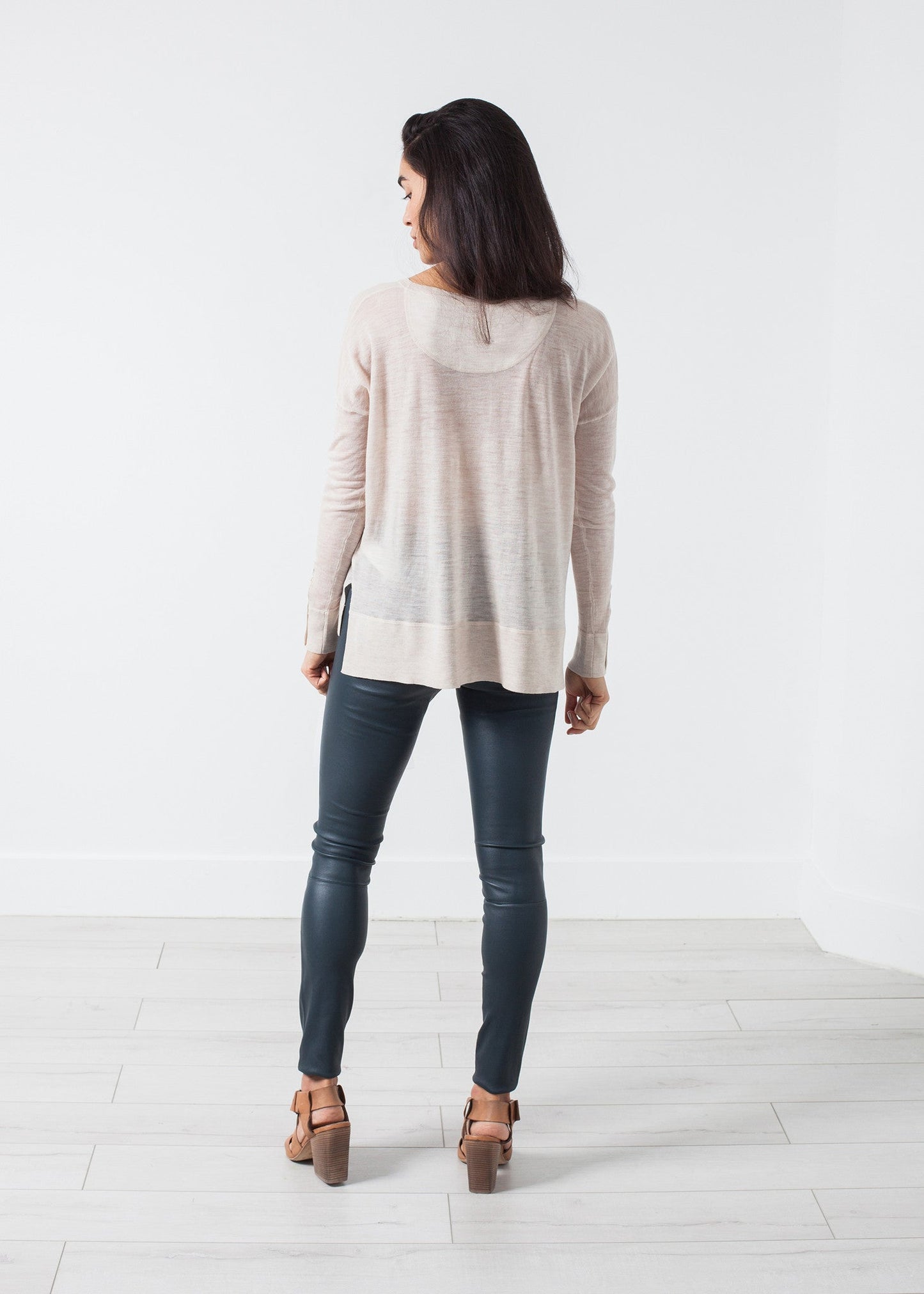 Elena's Leather Trousers in Cool Grey