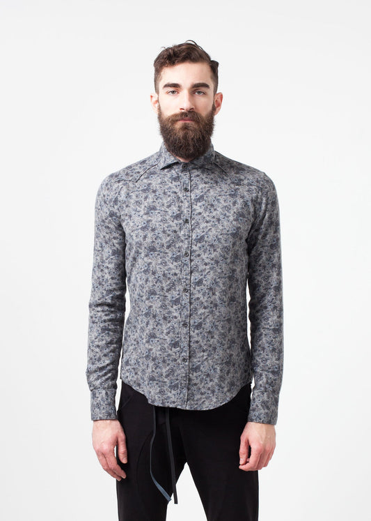 Western Arkansas Button-Up in Gray Floral