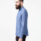 Linen Button-Up in Blue Diamond