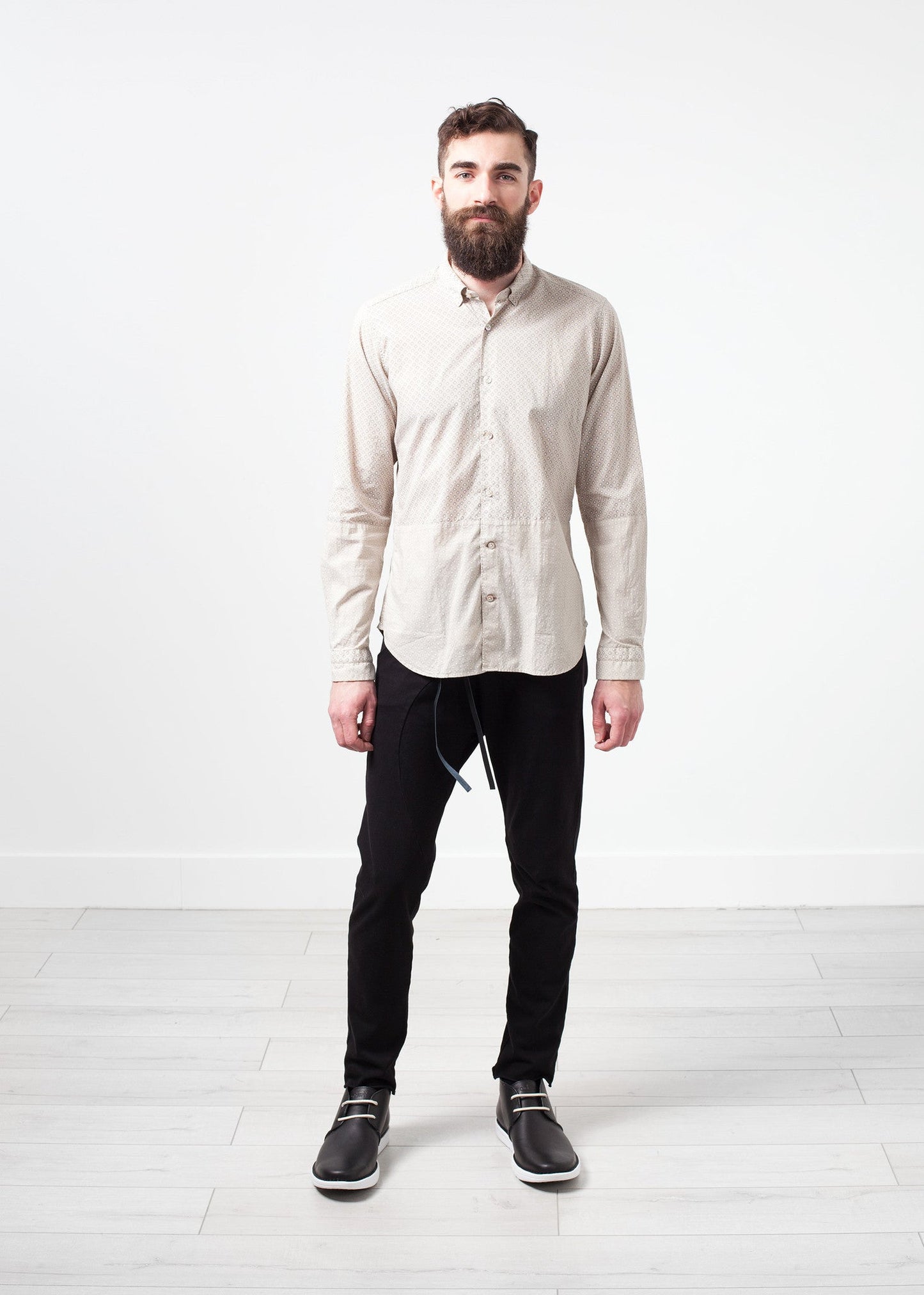 Patterned Button-Up in Beige