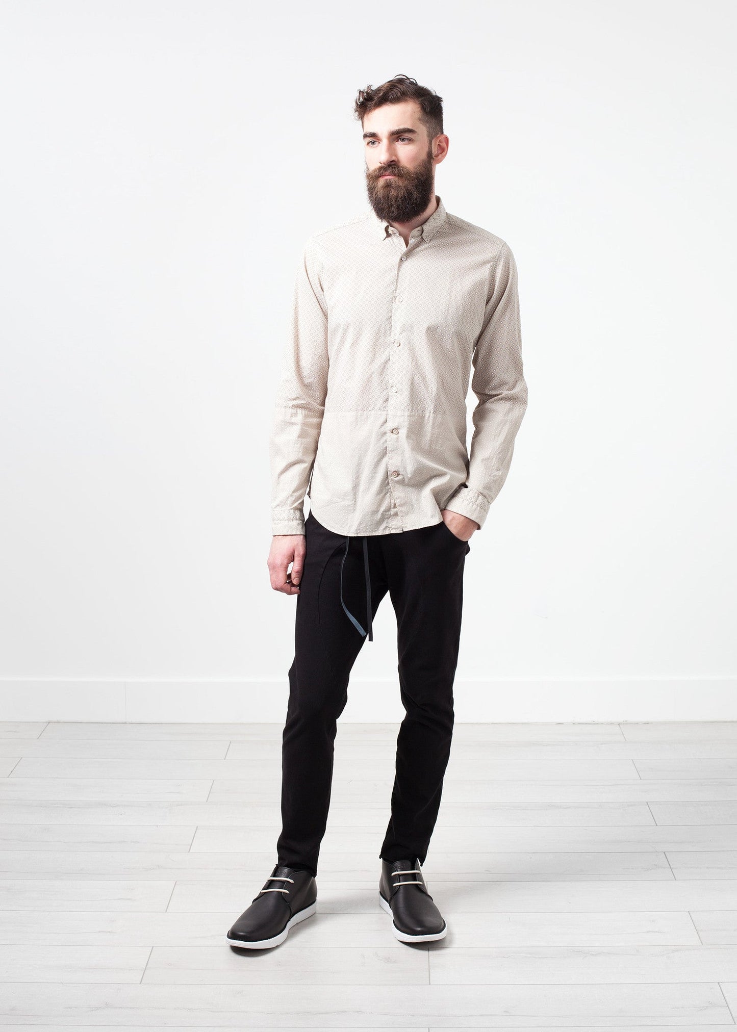 Patterned Button-Up in Beige