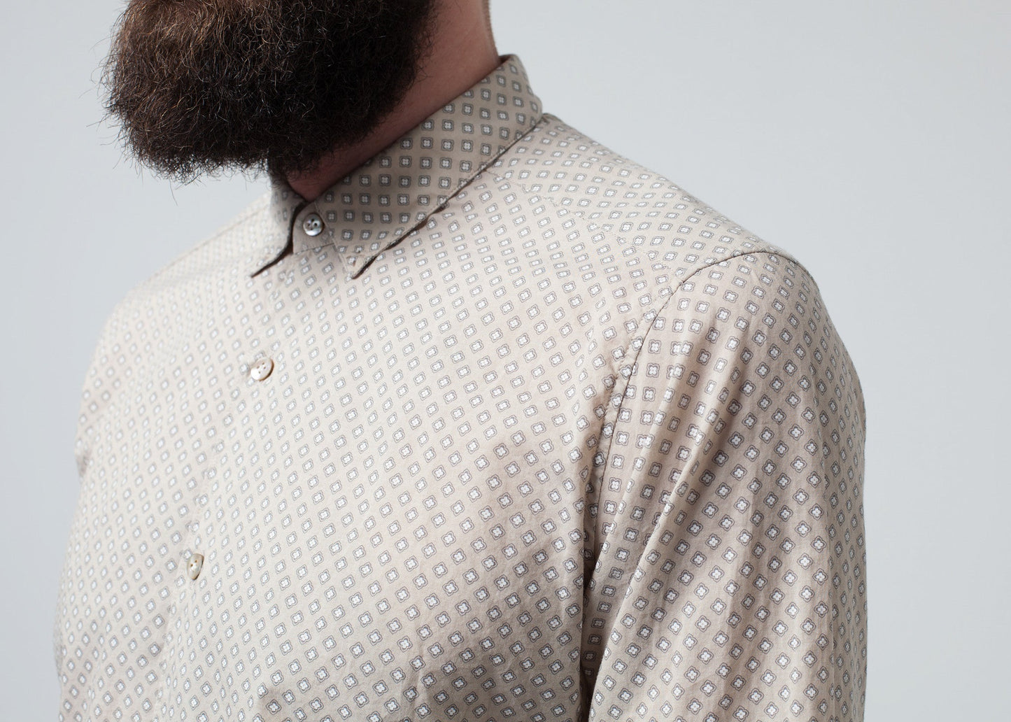 Patterned Button-Up in Beige