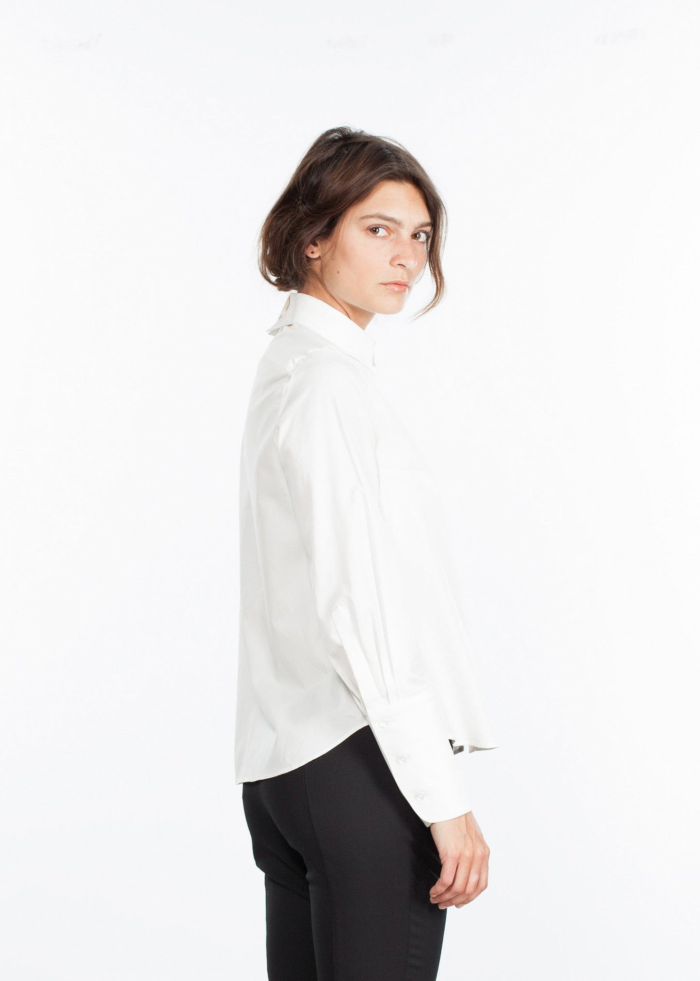 Trim Collar Poplin Blouse in Off-White