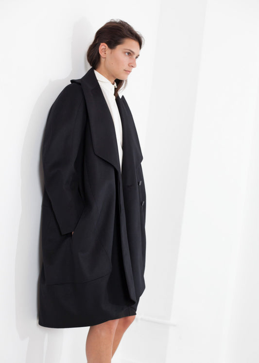 Shaheena Cocoon Coat in Black