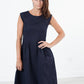 Pleated Rita Dress in Dark Navy