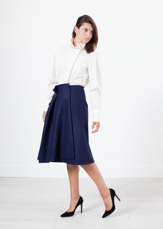 Full Collar Poplin Blouse in Off-White