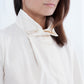Full Collar Poplin Blouse in Off-White