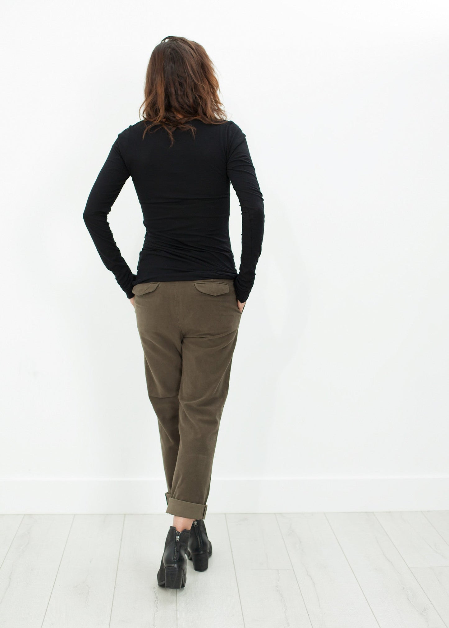 Sueded Cotton Pants in Khaki