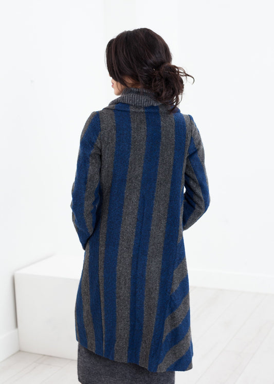 Petal Coat in Silver/Blue