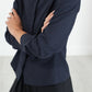 Wrinkled Tuxedo Shirt in Navy