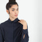Wrinkled Tuxedo Shirt in Navy