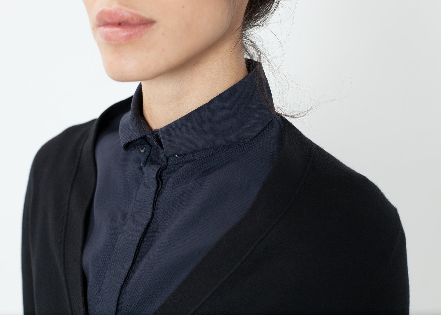 Wrinkled Tuxedo Shirt in Navy
