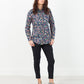 Long Sleeve Blouse in Black/Floral