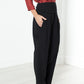 Pleated Waistband Trousers in Black