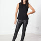 Leather Panel Trousers in Black