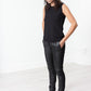 Leather Panel Trousers in Black