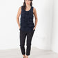Ruffled Tank Top in Navy