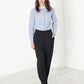Long-sleeved blouse in blue stripe