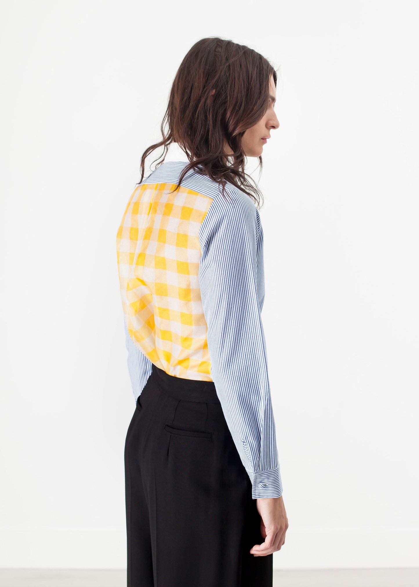 Long-sleeved blouse in blue stripe