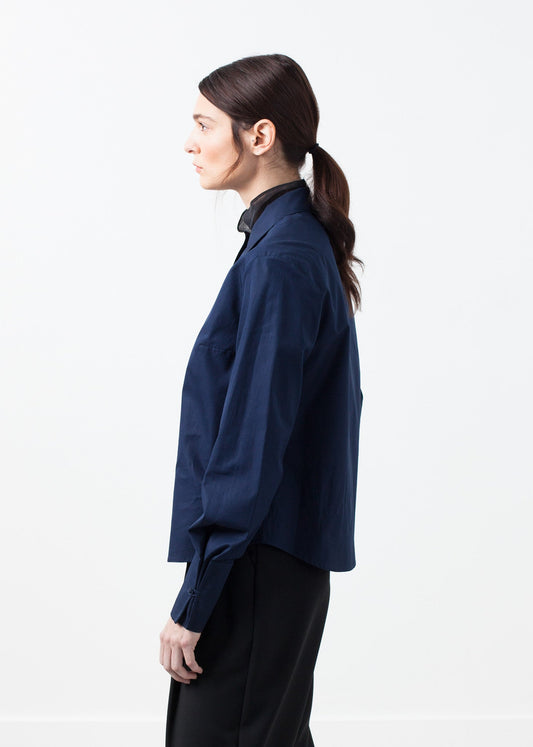 Sheer silk collar button-up