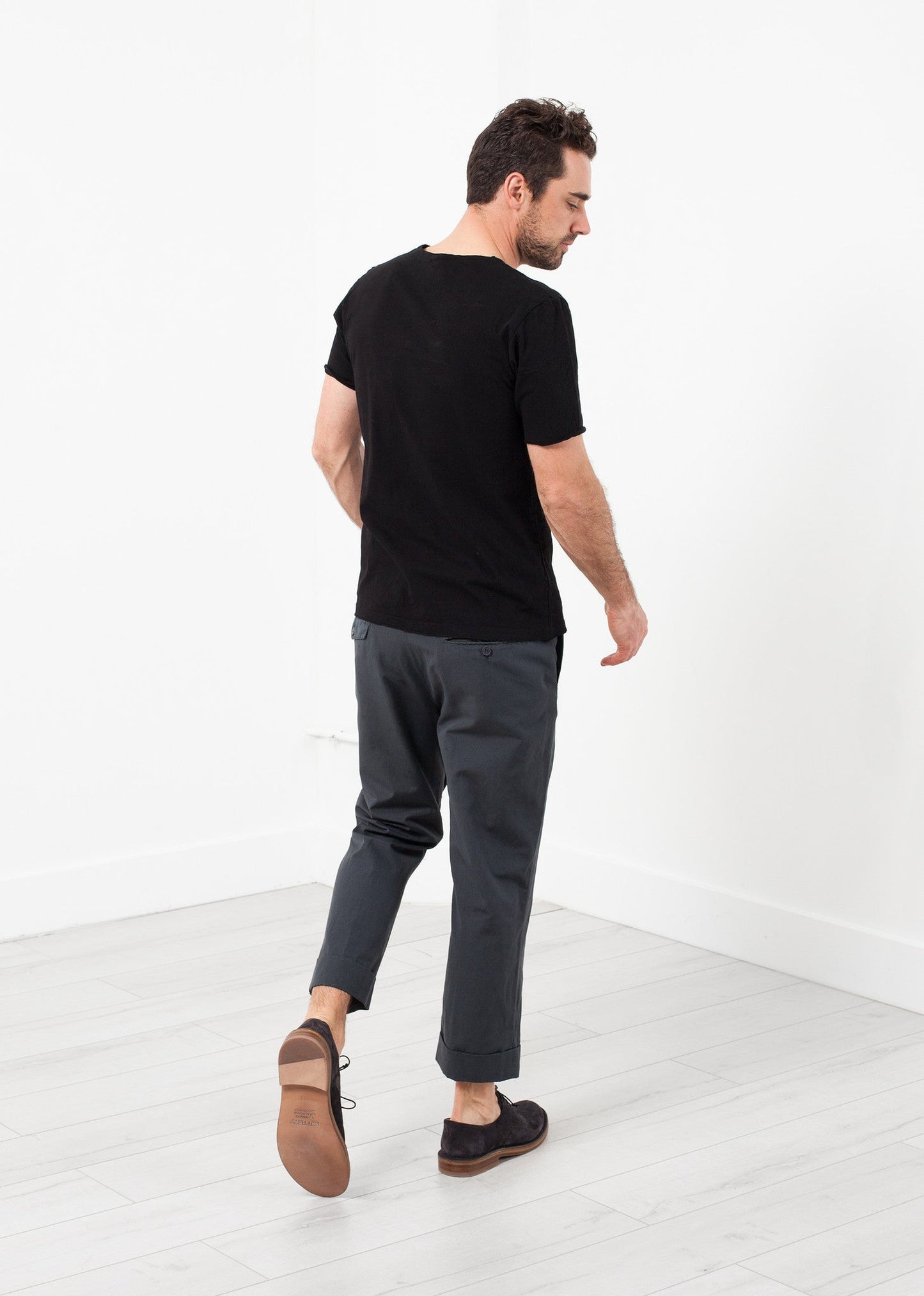 Flat-front cuffed trousers