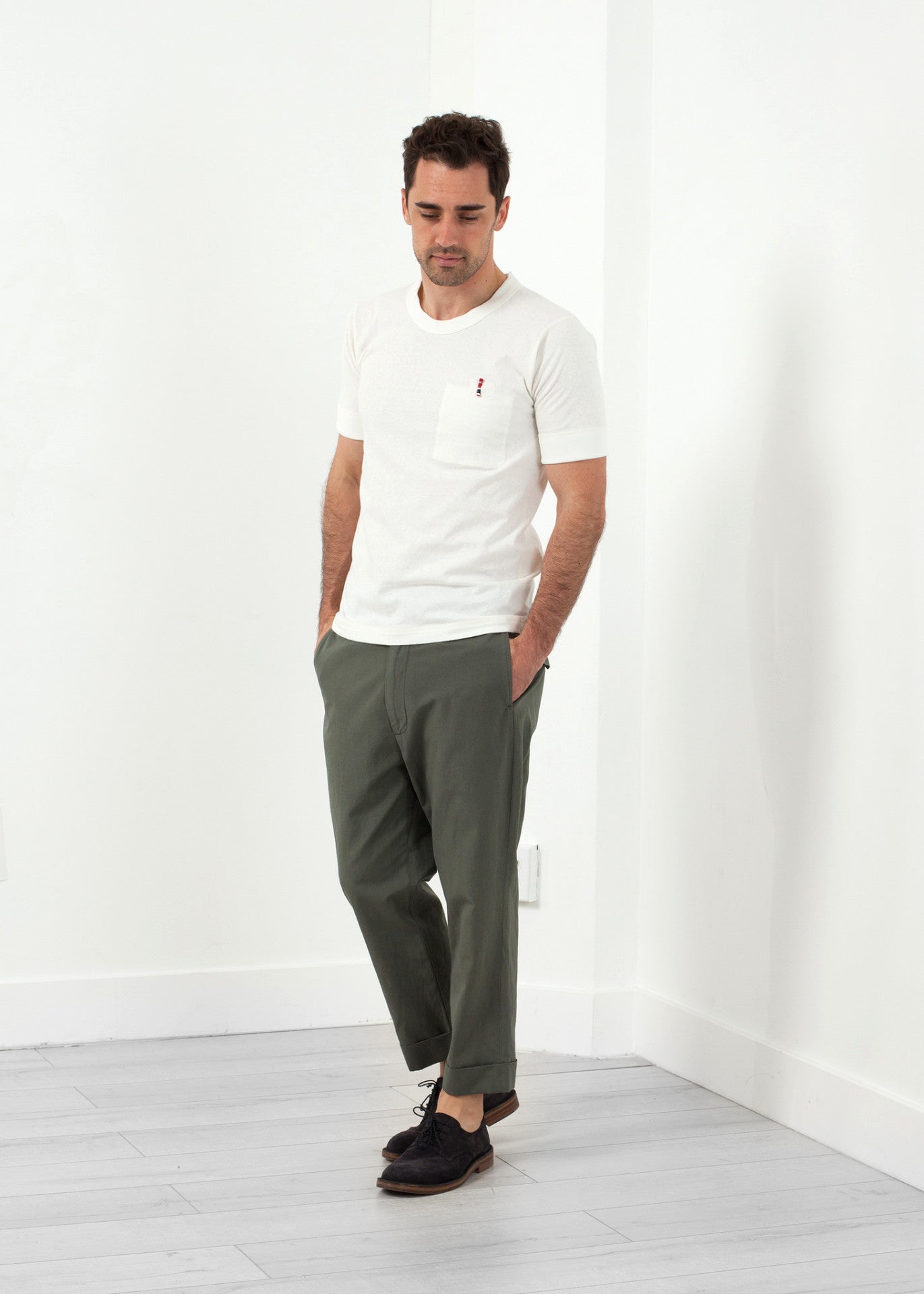 Flat-front cuffed trousers