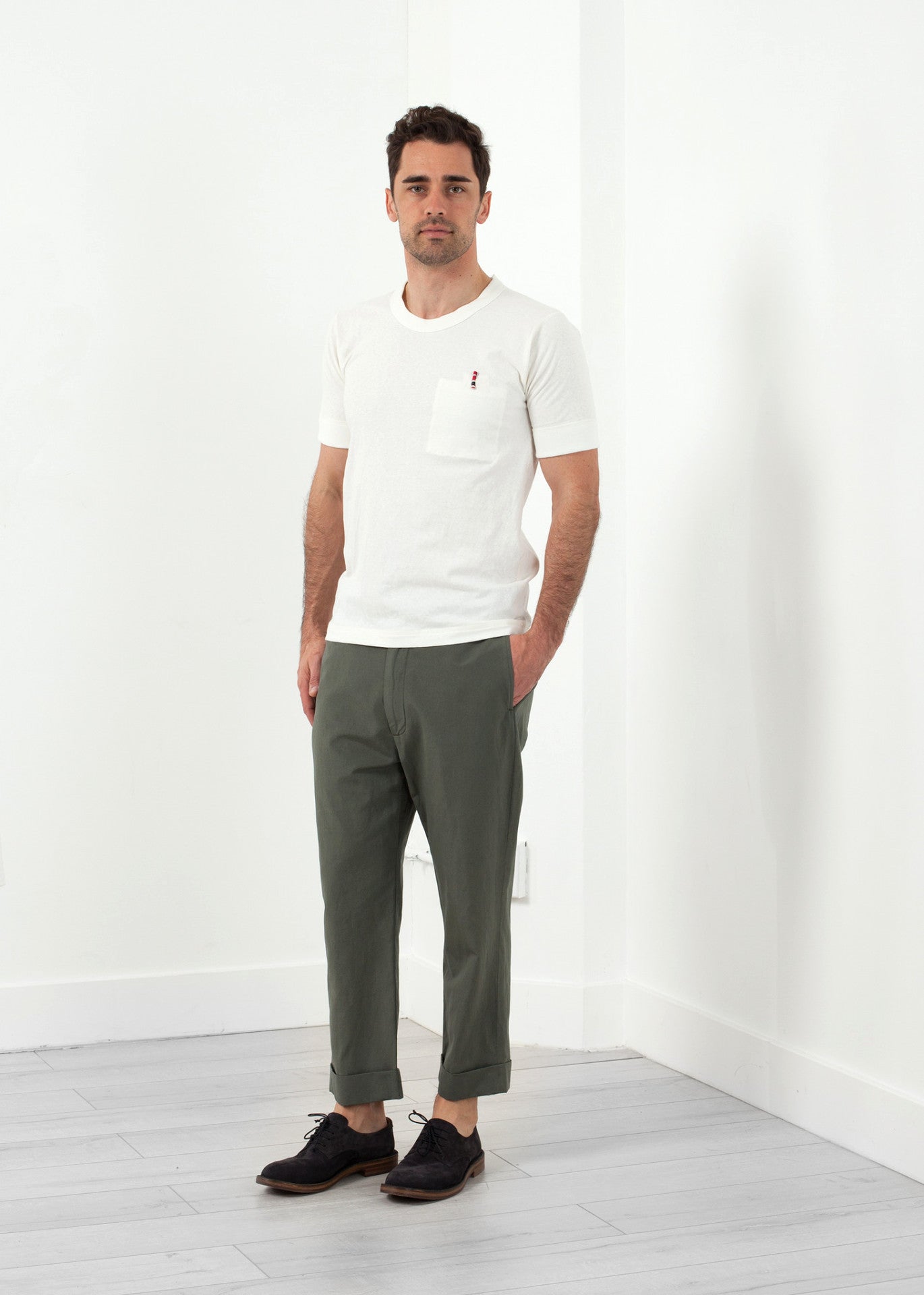 Flat-front cuffed trousers