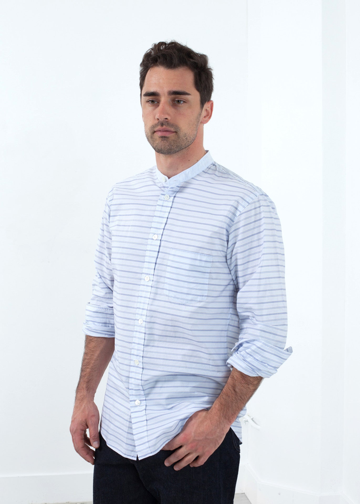Mandarin collar formal shirt