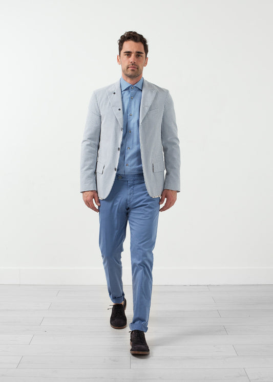 Seersucker Five-Button Blazer
