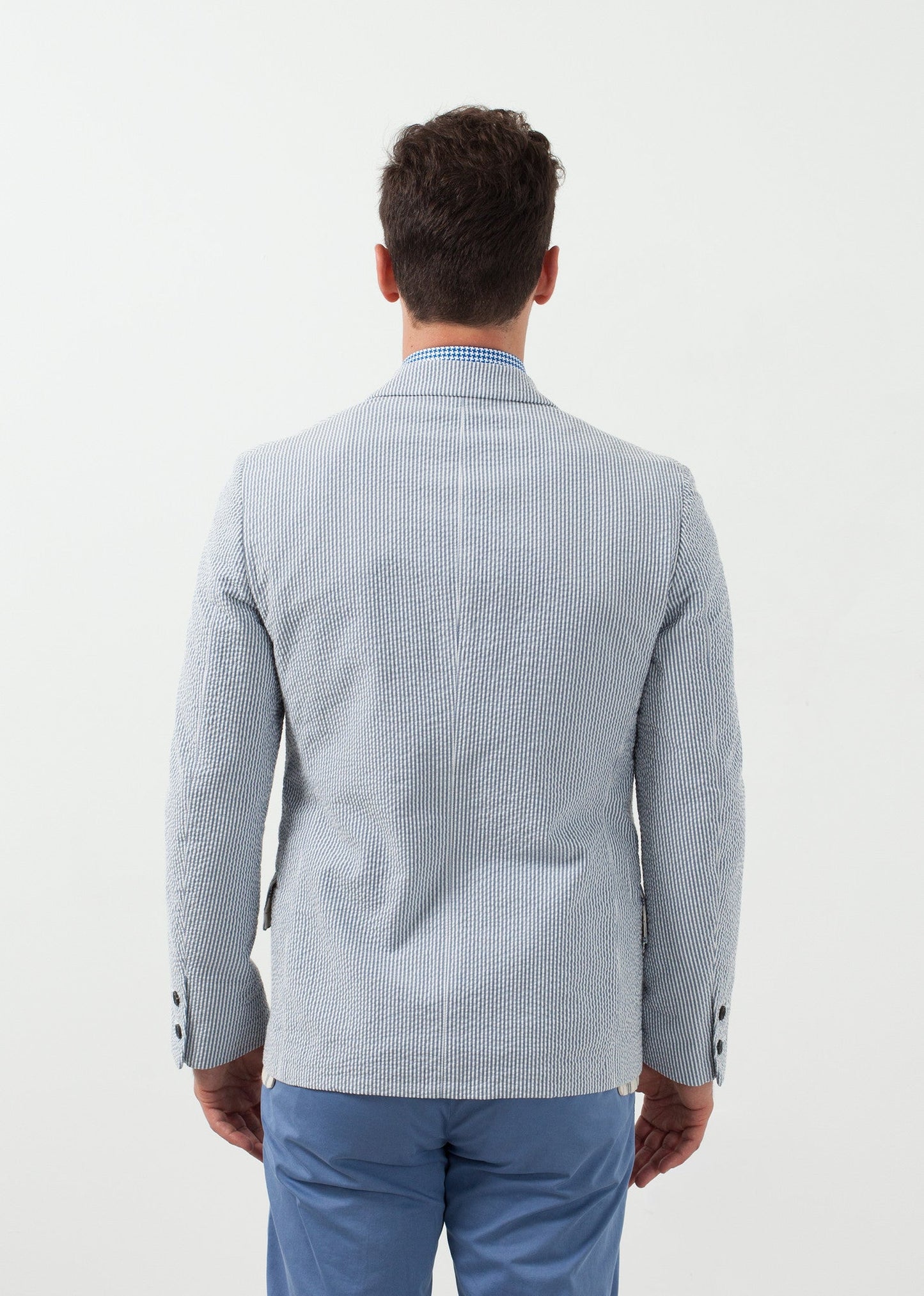 Seersucker Five-Button Blazer