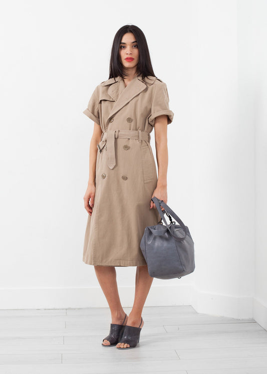 Rolled-sleeve trench coat