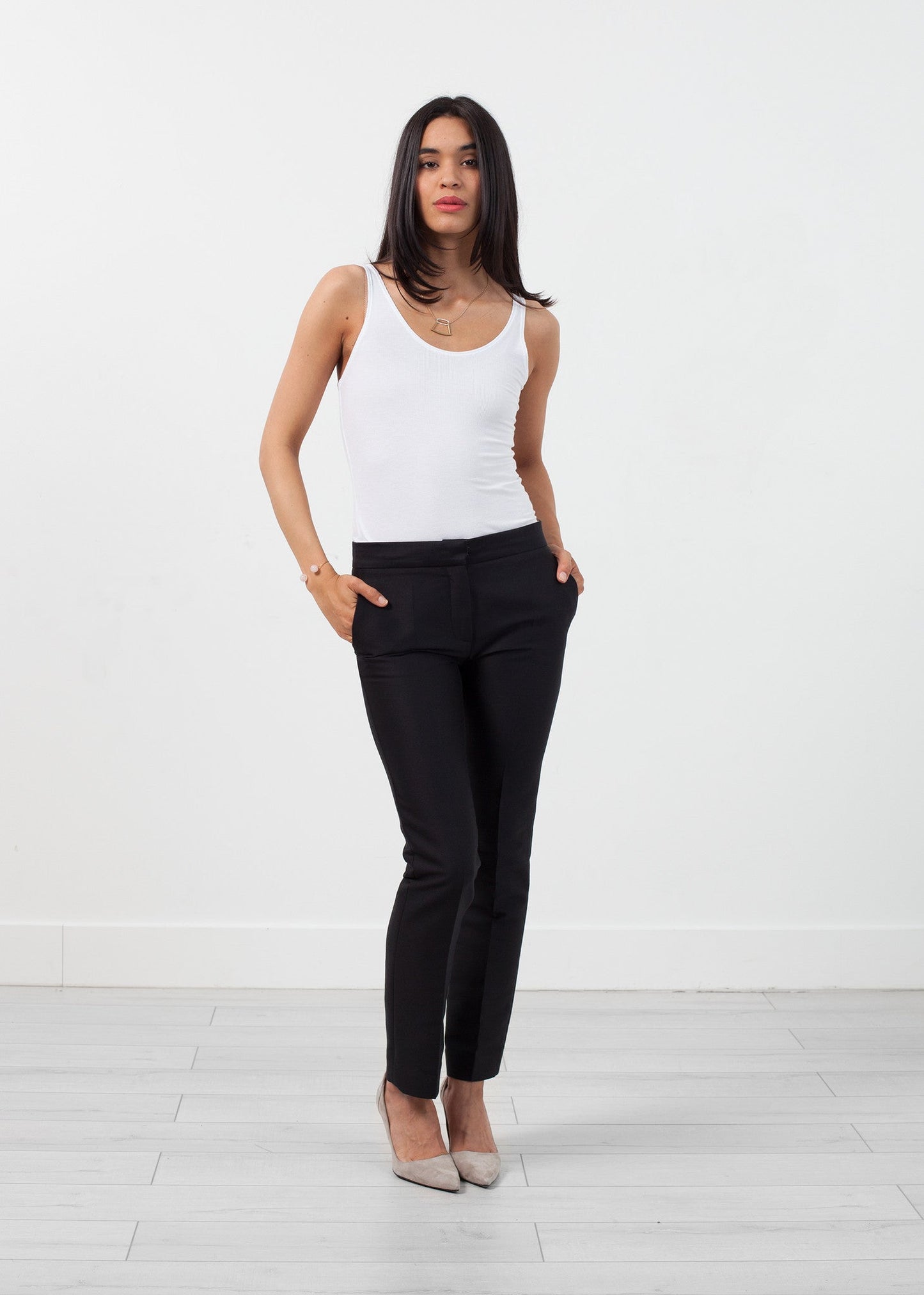 Straight Seam Trousers in Black